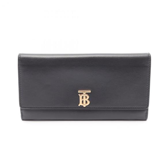 Burberry TB bifold long wallet, leather, women's, black - Picture 1 of 8
